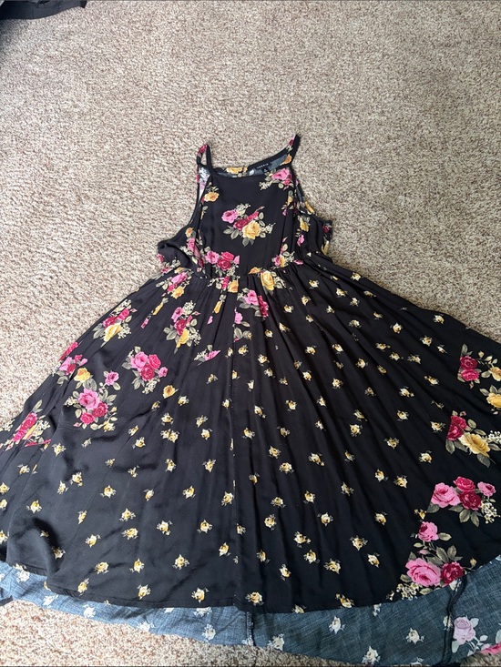 torrid Dresses & Skirts - Torrid Black Floral Sundress with Pink & Yellow Roses